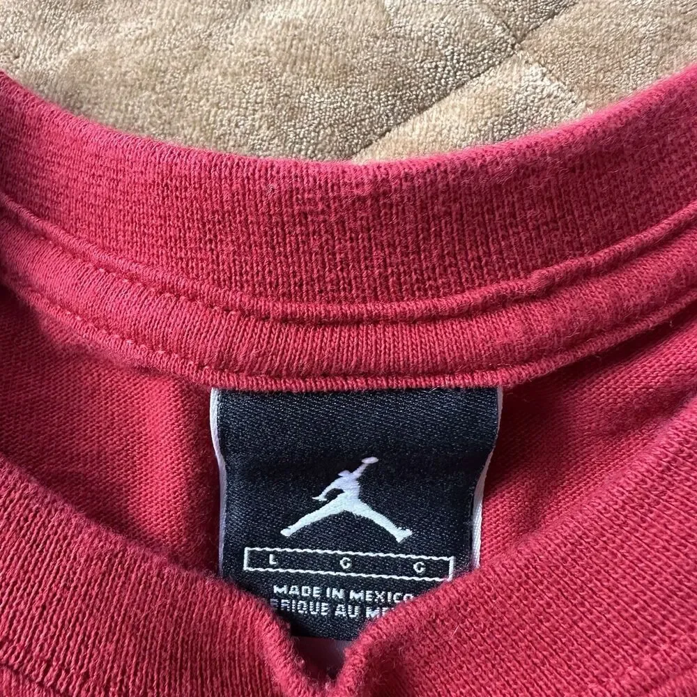 Vintage Air Jordan Born To Fly Shirt Red Black Jumpman Logo Sz L Y2K Basketball
